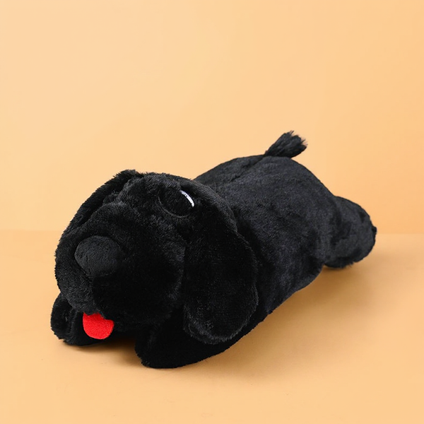 Black puppy with heartbeat（Pet toy soothing doll simulates heartbeat）