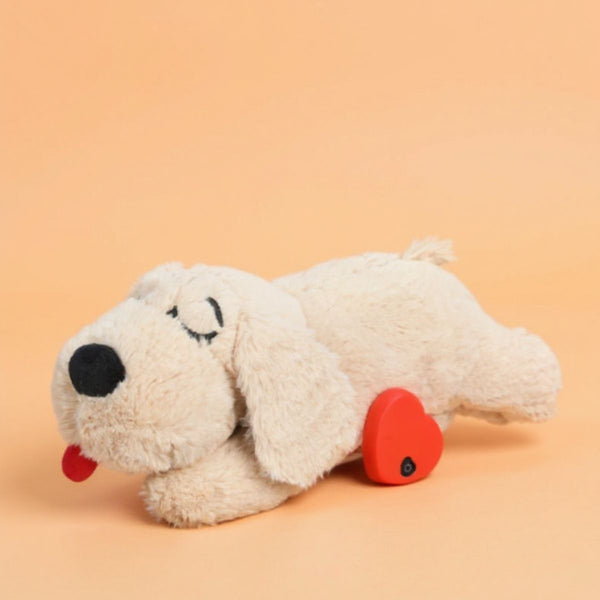 Golden puppy with heartbeat（Pet toy soothing doll simulates heartbeat）